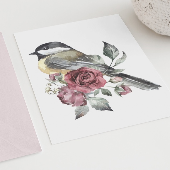 Chickadee Bird Wall Art Print Poster Illustration Unframed - Picture 3 of 10